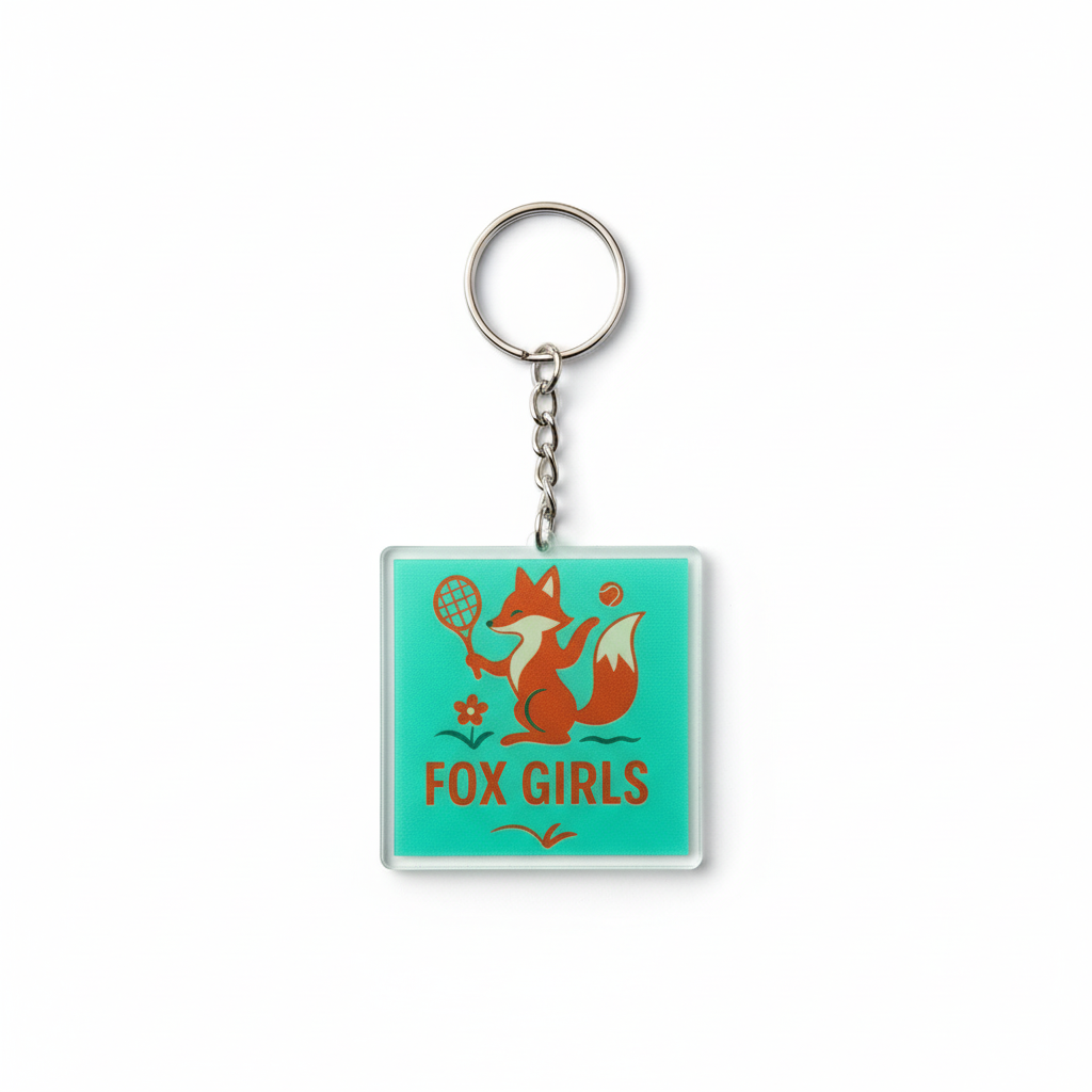 Portachiavi FOXGIRLS turchese con logo volpe arancione